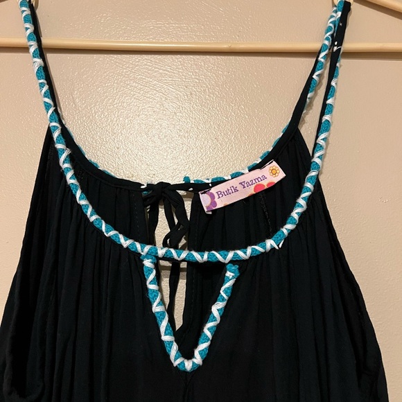 Butik Yazma Black Embroidered Dream Catcher Maxi Tiered Dress Boho Festival READ - Picture 4 of 6